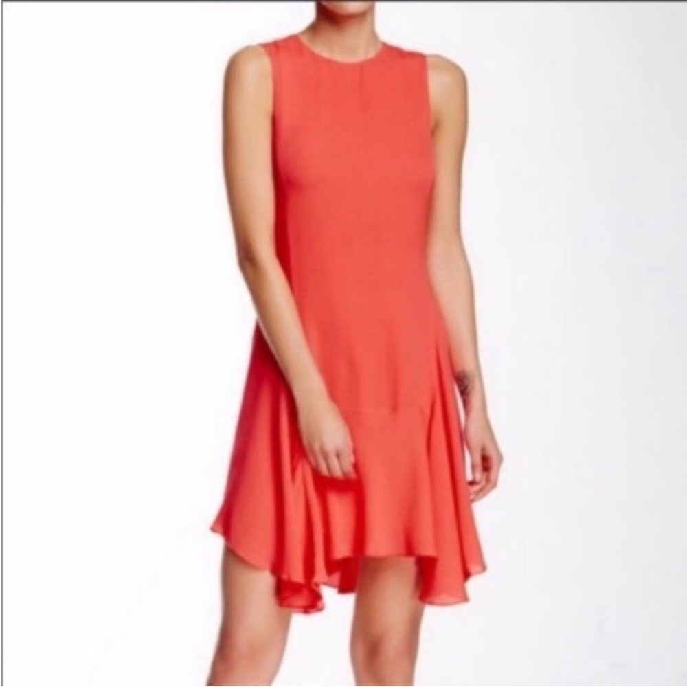 NWOT A.L.C. Myron Vibrant Coral Asymmetrical Dress